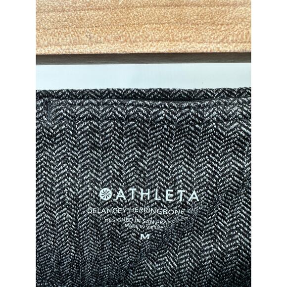 Athleta Delancey Herringbone Tight Leggings Women Medium Black White Workout - Picture 6 of 6